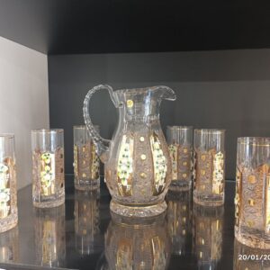 پارچ و لیوان خورشیدی کاردست کریستال بوهمیا چک
