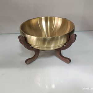 کاسه طلایی با پایه چوبی سایز کوچک